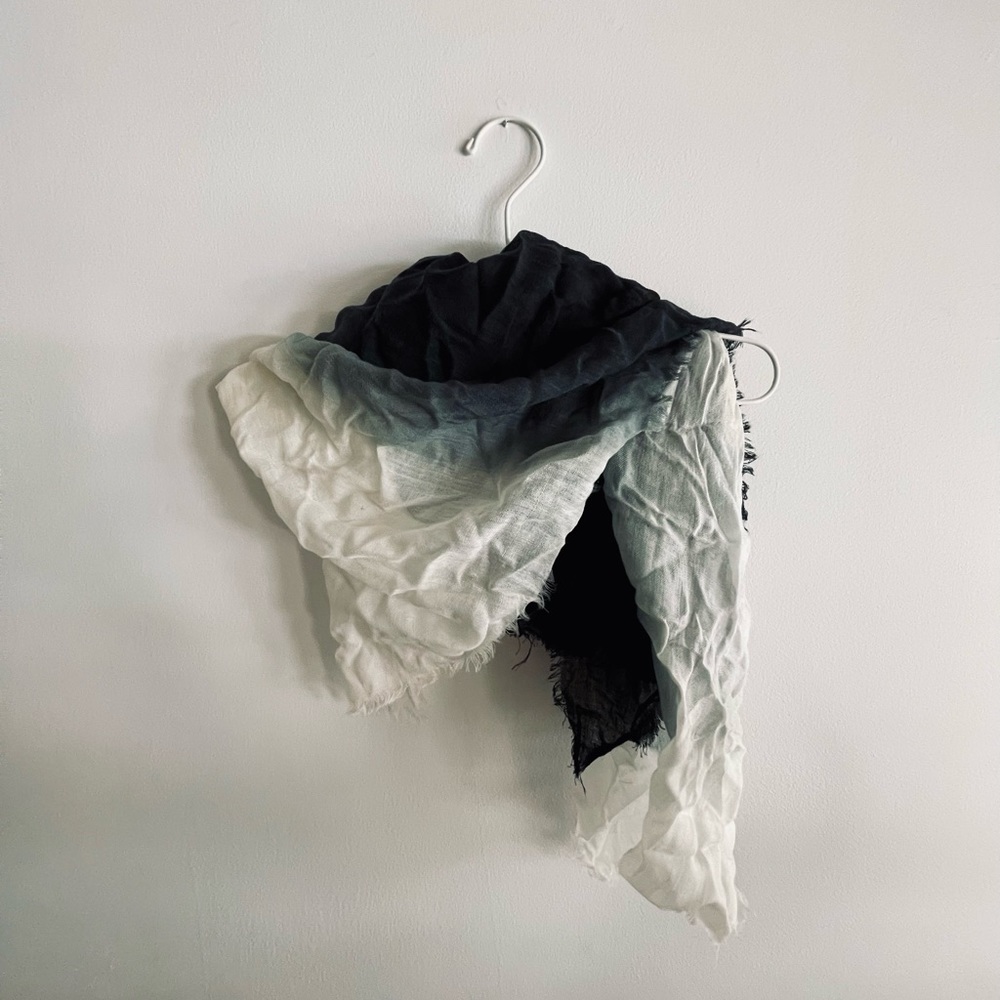 Linen Blend Gradient Asymmetrical Scarf